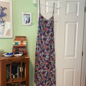 Nightcap clothing floral maxi dress thin adjustable straps spaghetti purple teal